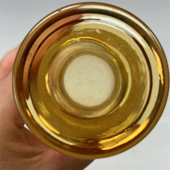 Vintage set of 5 amber frosted footed  tumblers with gold rimming - Picture 5 of 7